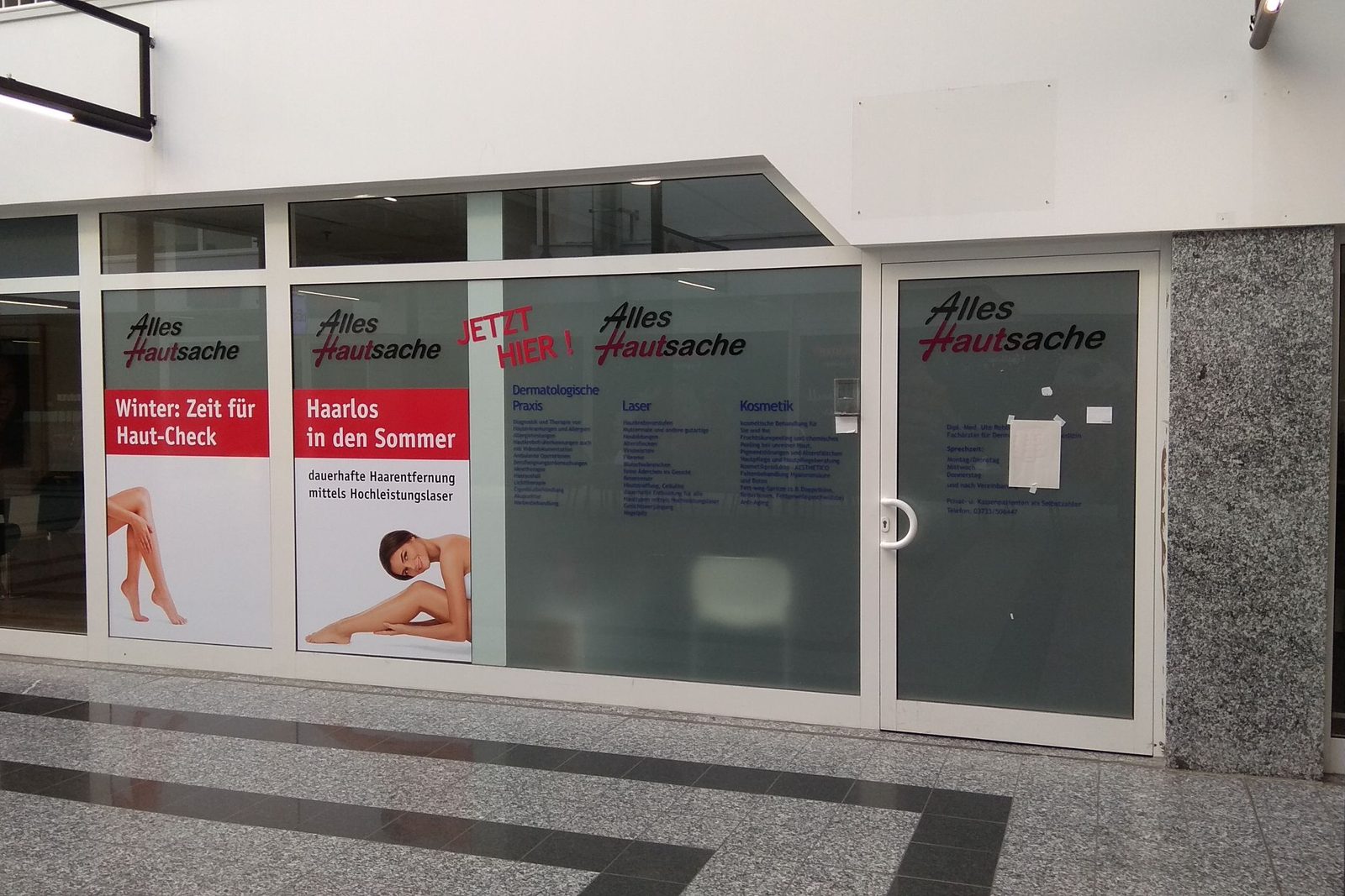 Ladenfront Alles Hautsache – Hautarzt im Erzgebirgscenter